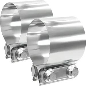 LWNWPPER 배기 클램프 2.5인치 머플러 304 스테인리스 스틸 파이프용 밴드 클램프(2개).