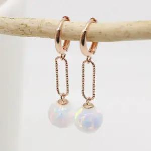 14k 8mm 합성오팔 컷팅 클립 원터치 귀걸이 OPPE0195