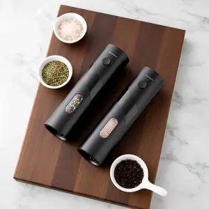 블랙시리즈 전동 그라인더 2세트 / 원터치 소금 후추 자동 분쇄기 스탠드거치대