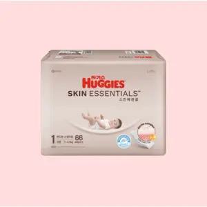 하기스 스킨에센셜 1단계 밴드형 공용 66매 2개 일회용기저귀 아기기저귀