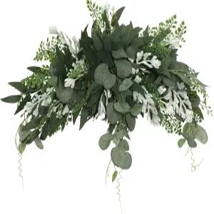 PRTCY 24인치 인조 유칼립투스 꽃무늬 스웨그 웨딩 플라워 장식용 녹색 잎무늬 아치 정문 벽