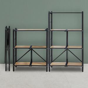 [엘린까사] 접이식 수납 폴딩선반 내추럴 철제 다용도 앵글 베란다 주방선반