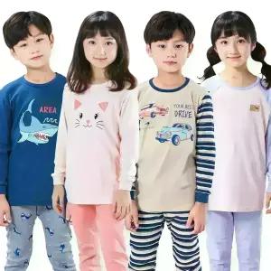 국산 30수 면스판 실내복 긴팔 상하의 세트 아동 주니어 내복 어린이 가을 겨울