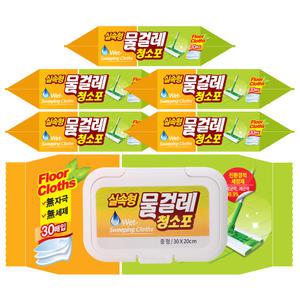 태광 물걸레청소포 실속 중형 30매x6팩 청소포 1회용 리필형 부직포 청소물티슈