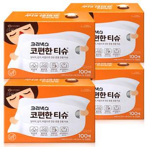 크리넥스 코편한티슈 100매 x4개 콧물전용 각티슈