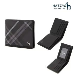 [롯데백화점]헤지스ACC [*선물포장*]HJWA2E866_JN[22SS] [DUBLIN] 블랙 체크 가죽 2단 반지갑
