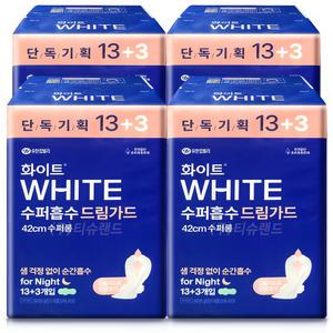 화이트 수퍼흡수 드림가드 수퍼롱 오버나이트 16매 (13+3) x4개