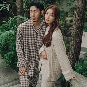 베이직체크 순면 잠옷세트 홈웨어 커플파자마