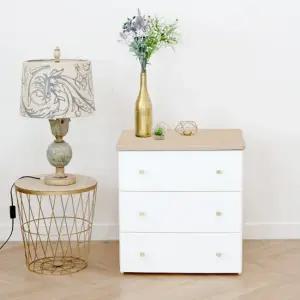 벨르 와이드 3단 우드상판 플라스틱 서랍장 수납 정리함 옷장