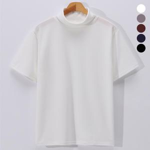 소프트 무지 스판 반팔 폴라 티셔츠 남녀공용 목폴라 터틀넥