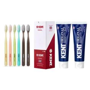 켄트칫솔 오리지널 부드러운 초극세모 6입, 1개+ 오리지널 프레쉬 치약, 120g, 2개