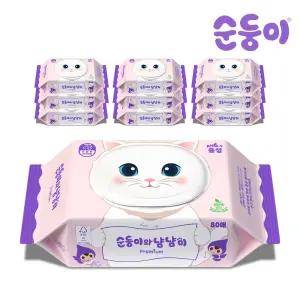 냥냥이 프리미엄 고양이 물티슈 캡형 80매 10팩 (CAT-01)