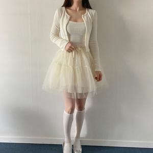 풍성 샤 튜튜 밴딩 쉬폰 캉캉 발레코어 스커트 미들 미니 간절기 국내제작