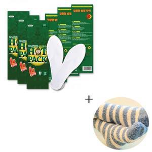 [ETN]KC 인증 자이시스 발열 깔창 핫팩 (2p)20매+줄무늬 수면 양말 5개(색상랜덤) 스포츠 등산 조깅 운...