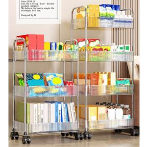 3단 투명 이동식 트롤리 바퀴달린수납장 바퀴달린선반 수납트롤리