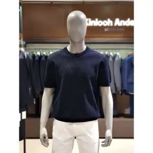 갤러리아 킨록 S/S 조직 라운드 반팔 니트 네이비 (THY61)