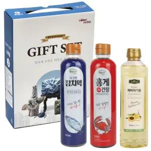 만원 이하 명절선물세트 스페셜3종 (홍게간장 500ml+참치액 500ml+해바라기유 410ml)