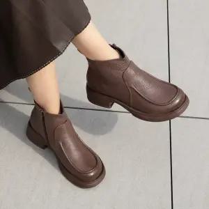 천연소가죽 기모안감 스티치라인 이글 앵클부츠