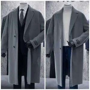 [트루젠]남자 카키 핸드메이드(+구스다운) 캐시미어블렌드 세미오버핏 남자 롱코트