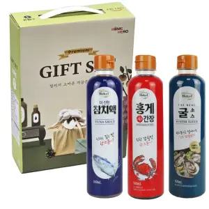 명절선물세트 홈히어로 스페셜1호 (참치액 +홍게간장 +굴소스), 각각 500ml