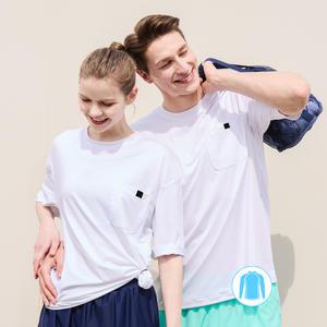 베이직엘르 남녀공용 루즈핏 반팔 래쉬가드 화이트 BEM-X916H