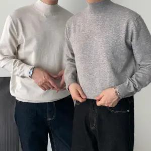 [모노폴로지]1+1 남자반목폴라 남성얇은니트 정장니트 반폴라