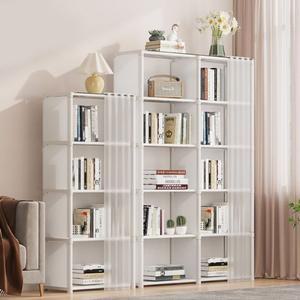 심플 커튼 수납장 1열 5단