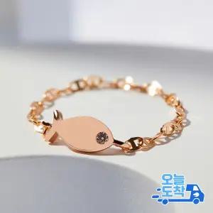 14K 18K 럭키 다비 물고기 체인 반지