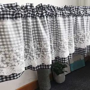 레이스체크 커튼 106x45cm 블랙 창문 통풍 가리개 (WFHS4NP)