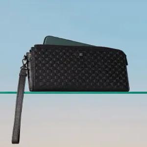 닥스 액세서리 [지퍼장지갑(핸드폰수납)][LOUIS][루이스] 블랙 수입가죽 루이스 엠보 DD 패턴 DBWA5F360B