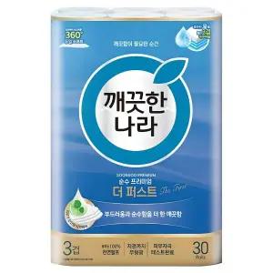 깨끗한나라 순수 프리미엄 더 퍼스트 천연펄프 3겹 고급롤화장지