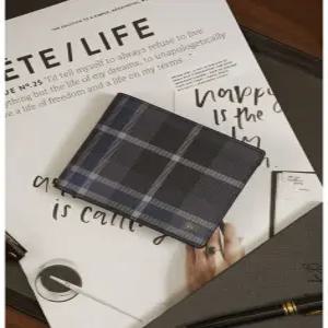 닥스 액세서리 남성 24FW [스테디셀러]블랙 체크 가죽 반지갑 WBWA4F816BK