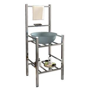 철제 세숫대야 받침대 세면대 걸이 세안 무타월 철제세숫대야 거치대 실버 허리보호 간이 대야
