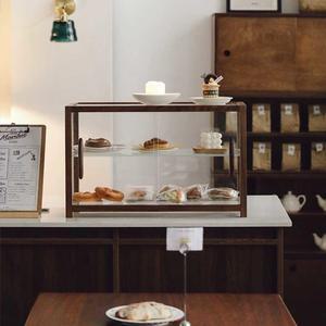 유리 유리쇼케이스 2단 보관 단장식장 카페진열장 원목선반장 카페 단일 서랍식 진열장 60X