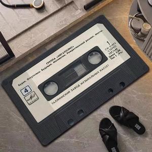 재밌는 발매트 규조토 식기 LP 테이프 카펫 테이프모양 유니크 모양 레트로 도어 장식