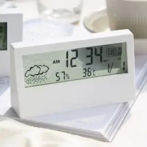 하루일상디지털온습도탁상시계 화이트)알람시계 온도습도시계 온습도알람시계