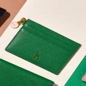 헤지스 액세서리 25FW [ELLA] 그린 소가죽 참장식 카드슬롯 HIHO5F901E2