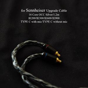 Sennheiser IE200/IE300/IE600/IE900 Type-C 업그레이드 케이블용 16 코어 OCC 실버 도금 HiFi 이어폰 와이