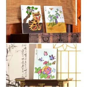 전통민화 호작도 화접도 초충도 도안 캔버스액자 만들기 5p 정서안정 아이 키즈