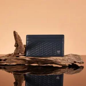 닥스 액세서리 25SS [WOVEN PATTERN] 네이비 짜임패턴 소가죽 카드지갑 DBHO5E832N2