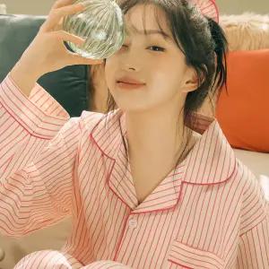 [해원'pick] 실크핏 러브썸 긴팔 커플 잠옷 세트