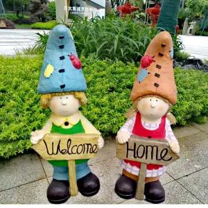 정원 꾸미기용 소녀와 소년 장식 인형 아파트 베란다 인테리어 소품