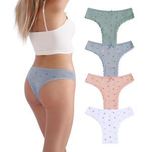 FANYUNA 여성용 코튼 치키 속옷 팩, 한 귀여운 레이스 브라질 팬티, 로우 라이즈 비키니