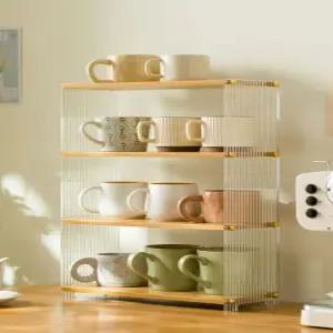 컵 진열대 미니 선반 주방 수납 정리대 찬장 카페용 보관장