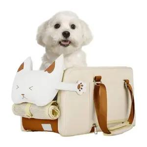 세이프펫 카시트 강아지 센터콘솔 펫바구니 이동식캐리어 브라운화이트