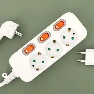이라이프 3구 안전 멀티탭 4 . 5m 개별 멀티 콘센트 멀티콘센트 안전멀티탭 롯데멀티탭