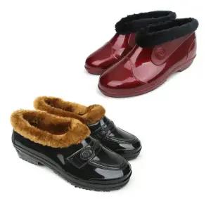 두꺼비표 털고무신 - 남녀공용 방한화 농촌체험 시골 검정고무신 빨강 여성털신