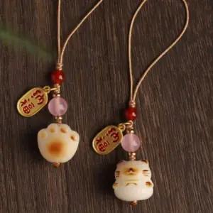 행운부적키링 마네키네코 일본 고양이 액막이 행운 부적 키링