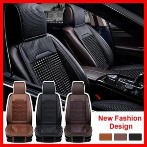 범용 카시트 커버 통기성 여름 냉각 자동차 앞 좌석 쿠션 보호대 비즈 가죽 및 대나무 시트 커버