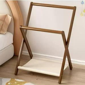 접이식 원목 미니 행거 50cm 미니멀 2단 우드 원룸 옷걸이 수건걸이 스탠드